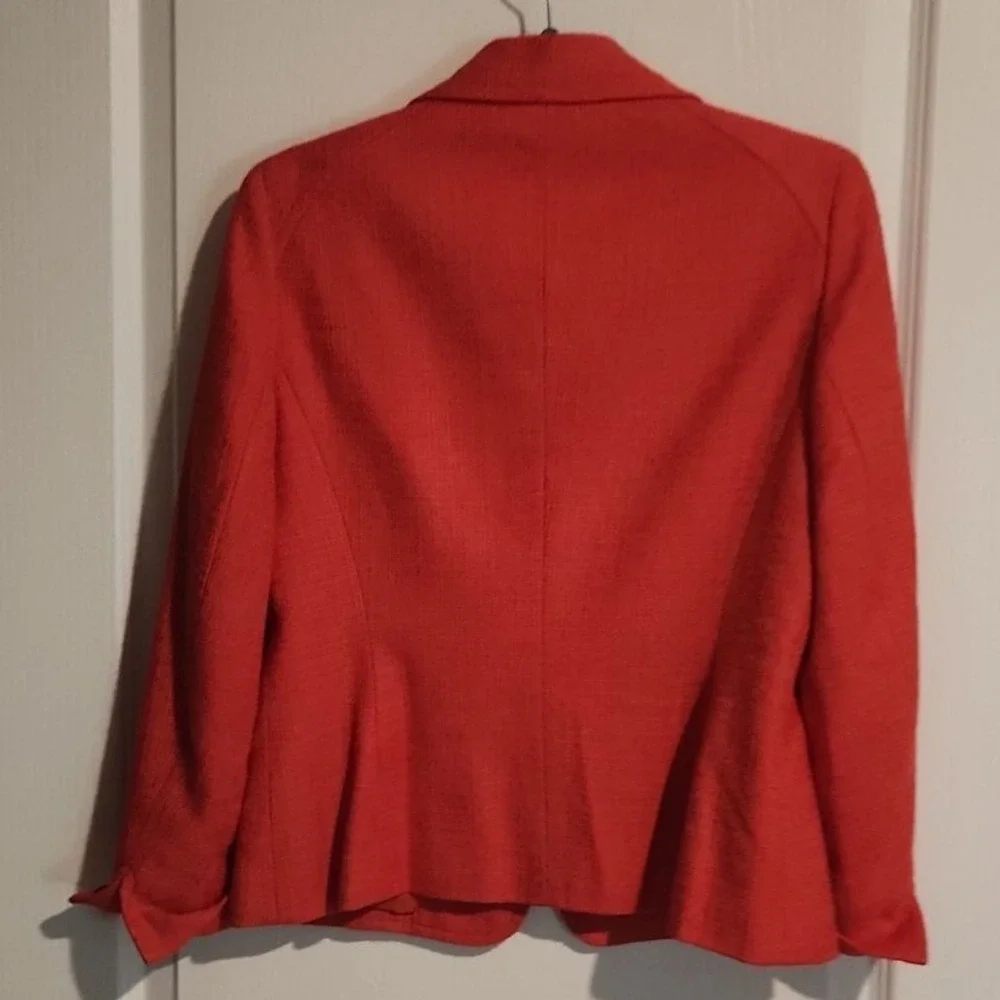 Talbots Orange Italian Viscose Cotton Blazer Pockets 3/4 Sleeve‎ Size 6 Academia